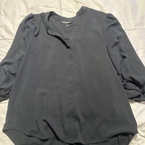 41 Hawthorn Gray Puff Sleeve Blouse with Mandarin Collar
